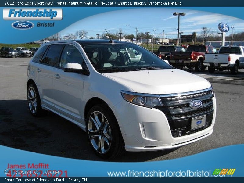 White Platinum Metallic Tri-Coat / Charcoal Black/Silver Smoke Metallic 2012 Ford Edge Sport AWD