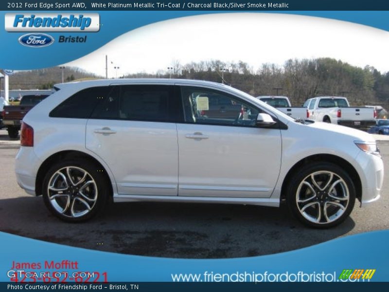 White Platinum Metallic Tri-Coat / Charcoal Black/Silver Smoke Metallic 2012 Ford Edge Sport AWD