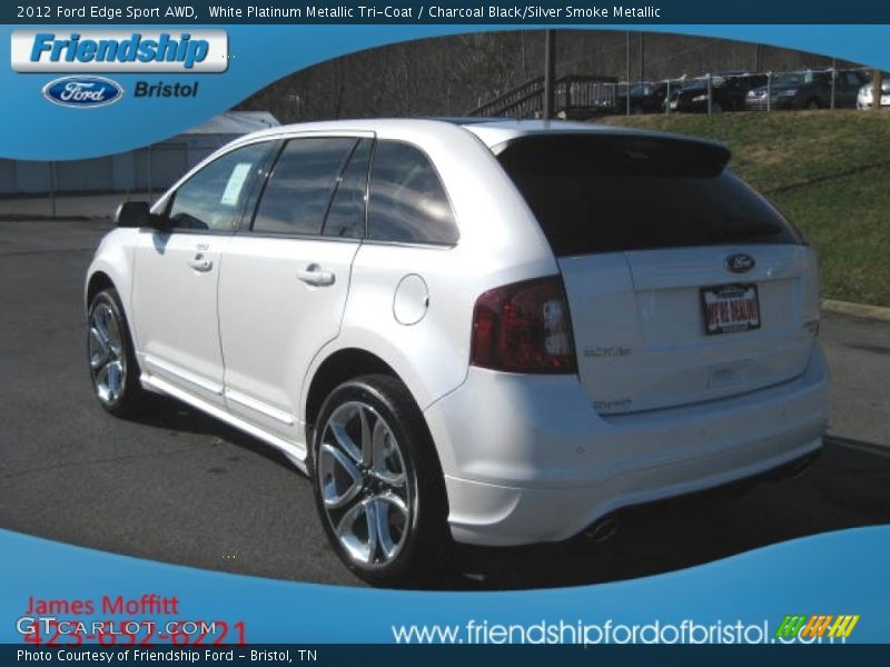 White Platinum Metallic Tri-Coat / Charcoal Black/Silver Smoke Metallic 2012 Ford Edge Sport AWD