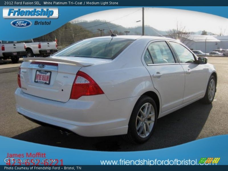 White Platinum Tri-Coat / Medium Light Stone 2012 Ford Fusion SEL