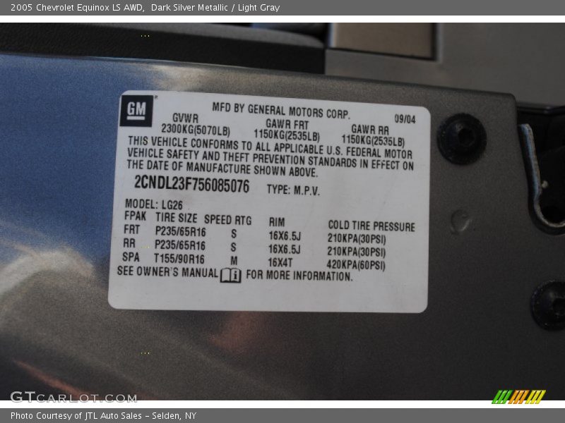 Dark Silver Metallic / Light Gray 2005 Chevrolet Equinox LS AWD