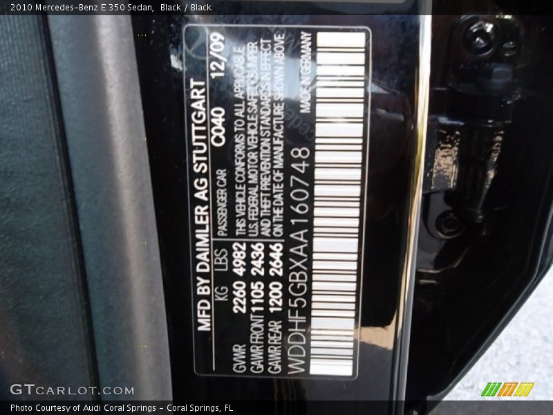 Black / Black 2010 Mercedes-Benz E 350 Sedan