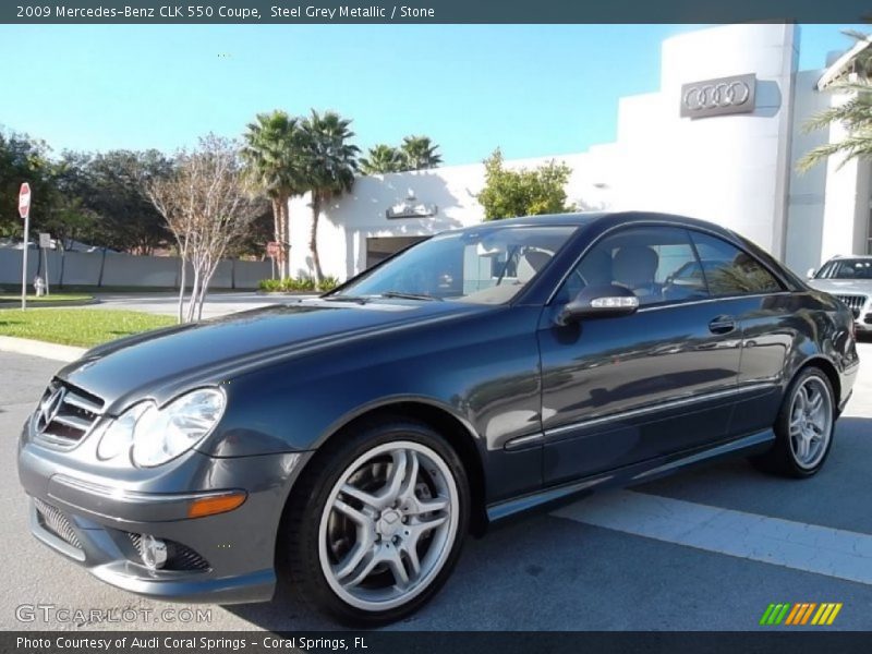 Steel Grey Metallic / Stone 2009 Mercedes-Benz CLK 550 Coupe