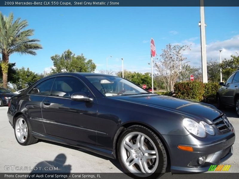Steel Grey Metallic / Stone 2009 Mercedes-Benz CLK 550 Coupe