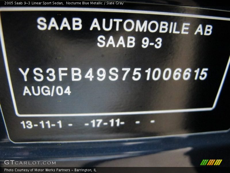 Nocturne Blue Metallic / Slate Gray 2005 Saab 9-3 Linear Sport Sedan