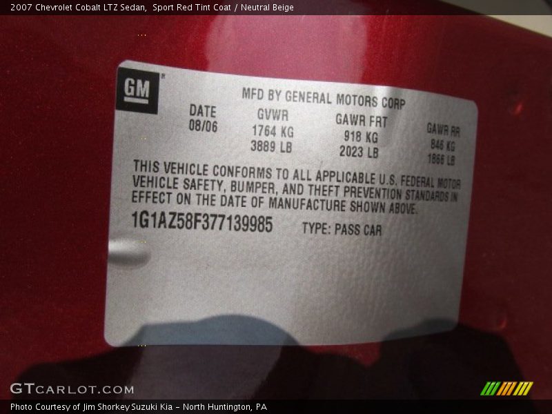Sport Red Tint Coat / Neutral Beige 2007 Chevrolet Cobalt LTZ Sedan