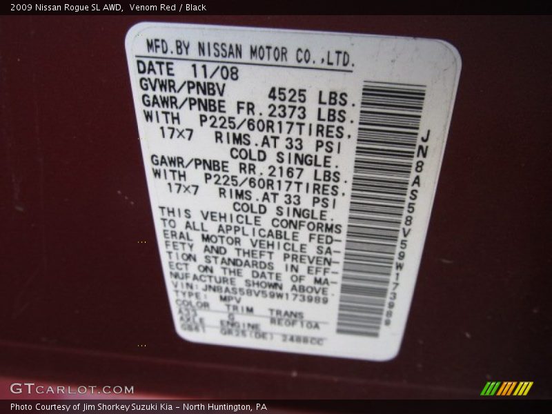 Venom Red / Black 2009 Nissan Rogue SL AWD