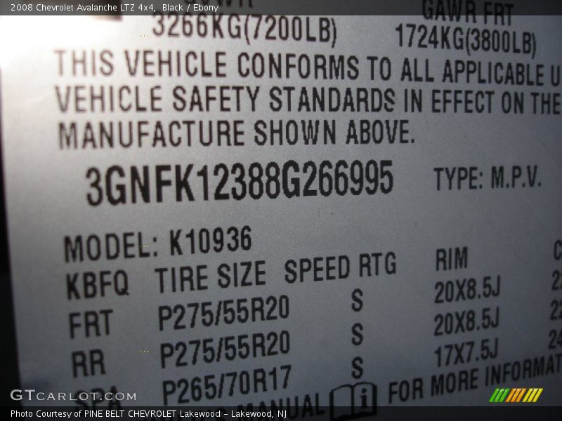 Black / Ebony 2008 Chevrolet Avalanche LTZ 4x4