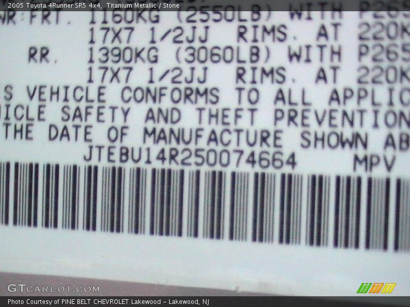 Titanium Metallic / Stone 2005 Toyota 4Runner SR5 4x4