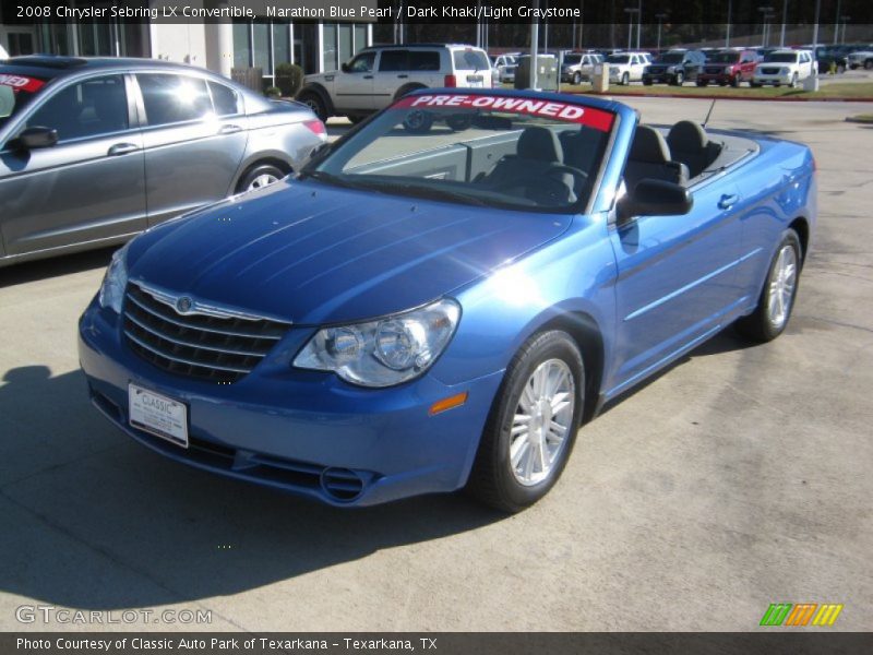 Marathon Blue Pearl / Dark Khaki/Light Graystone 2008 Chrysler Sebring LX Convertible