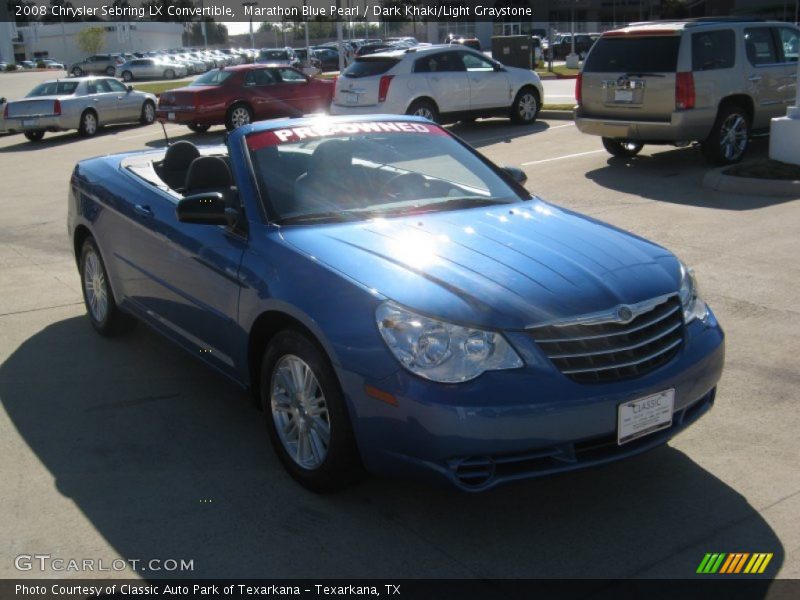 Marathon Blue Pearl / Dark Khaki/Light Graystone 2008 Chrysler Sebring LX Convertible