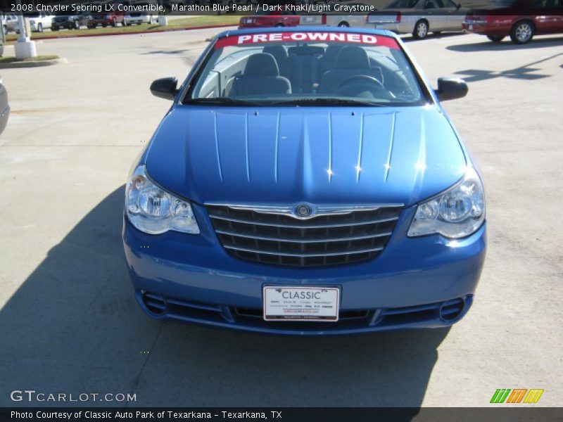 Marathon Blue Pearl / Dark Khaki/Light Graystone 2008 Chrysler Sebring LX Convertible