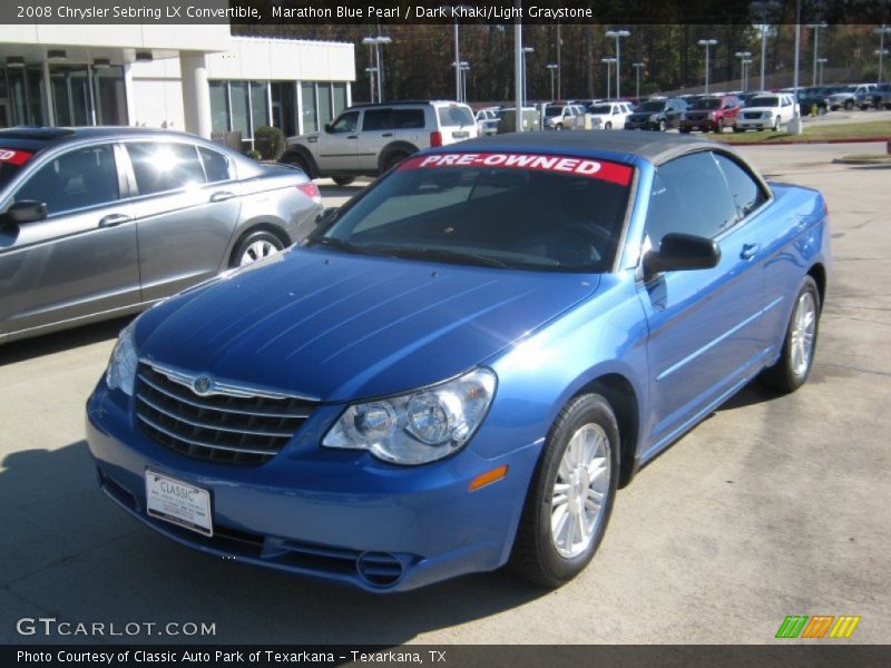 Marathon Blue Pearl / Dark Khaki/Light Graystone 2008 Chrysler Sebring LX Convertible