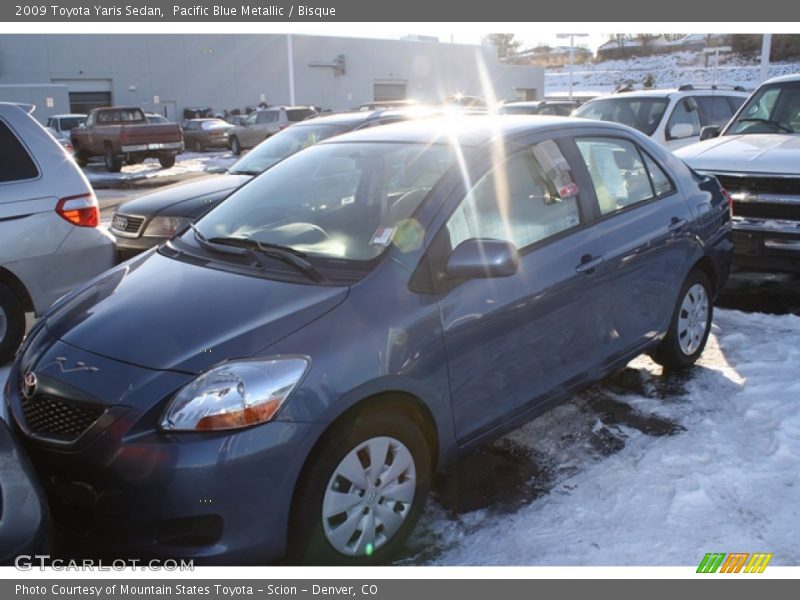Pacific Blue Metallic / Bisque 2009 Toyota Yaris Sedan