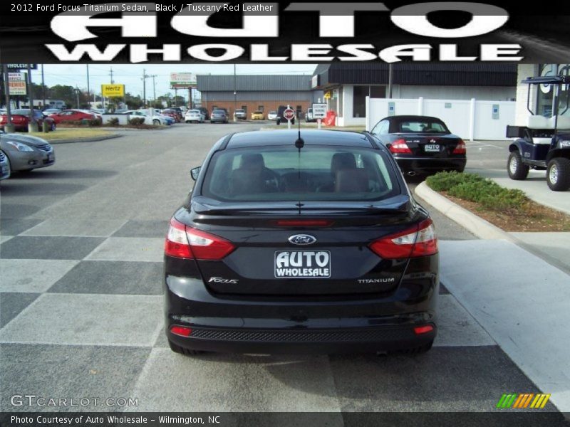 Black / Tuscany Red Leather 2012 Ford Focus Titanium Sedan