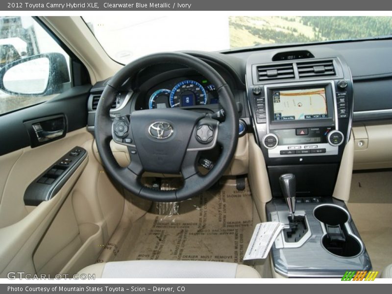 Clearwater Blue Metallic / Ivory 2012 Toyota Camry Hybrid XLE