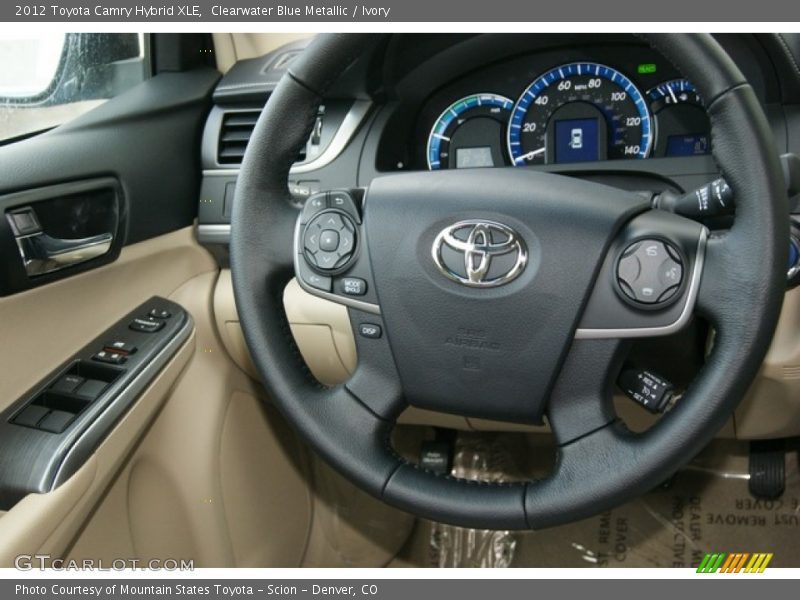 Clearwater Blue Metallic / Ivory 2012 Toyota Camry Hybrid XLE