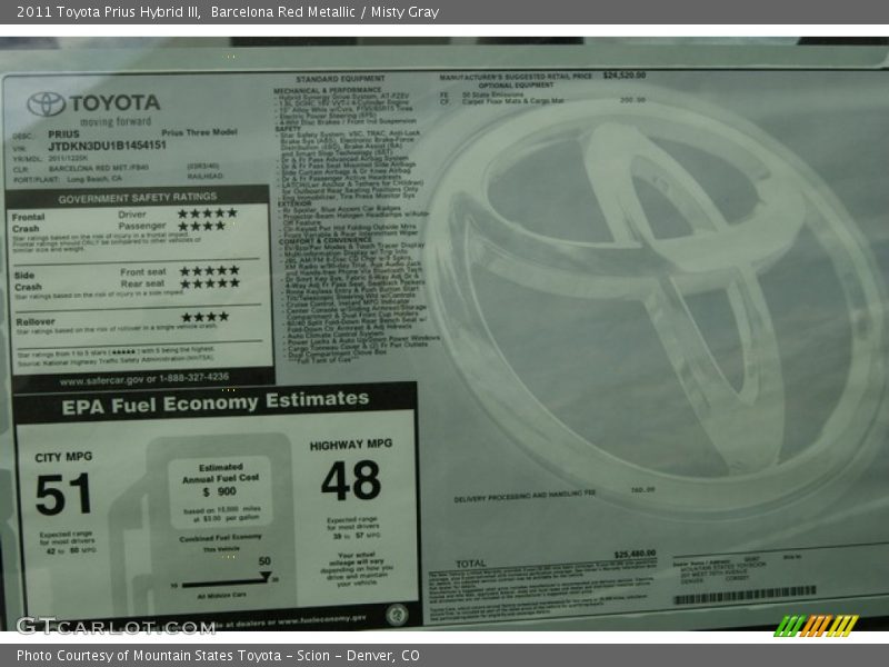 Barcelona Red Metallic / Misty Gray 2011 Toyota Prius Hybrid III