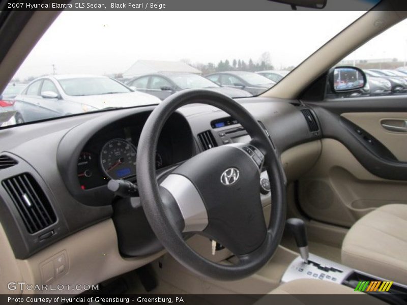 Black Pearl / Beige 2007 Hyundai Elantra GLS Sedan