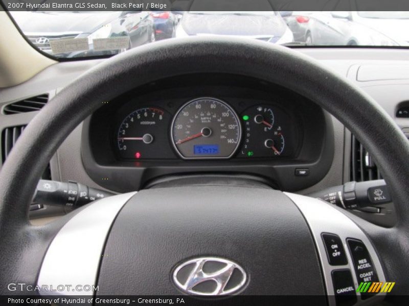 Black Pearl / Beige 2007 Hyundai Elantra GLS Sedan