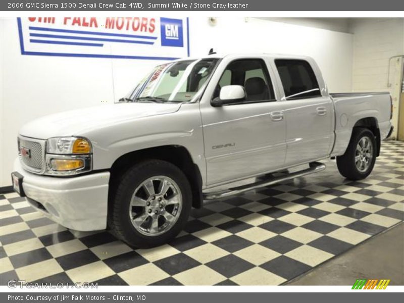 Summit White / Stone Gray leather 2006 GMC Sierra 1500 Denali Crew Cab 4WD