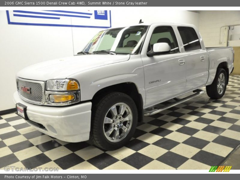 Summit White / Stone Gray leather 2006 GMC Sierra 1500 Denali Crew Cab 4WD