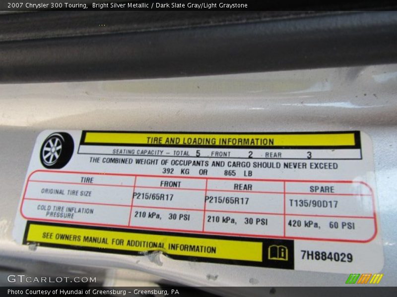 Bright Silver Metallic / Dark Slate Gray/Light Graystone 2007 Chrysler 300 Touring