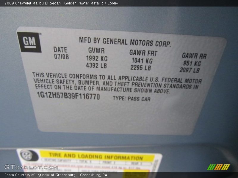 Golden Pewter Metallic / Ebony 2009 Chevrolet Malibu LT Sedan