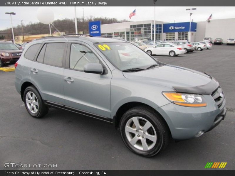 Platinum Sage / Beige 2009 Hyundai Santa Fe Limited 4WD