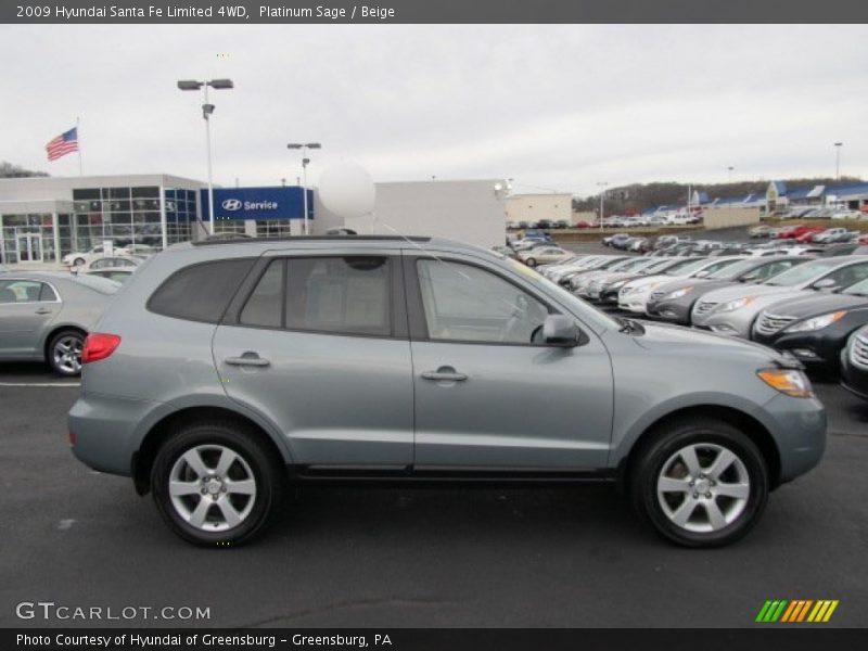 Platinum Sage / Beige 2009 Hyundai Santa Fe Limited 4WD