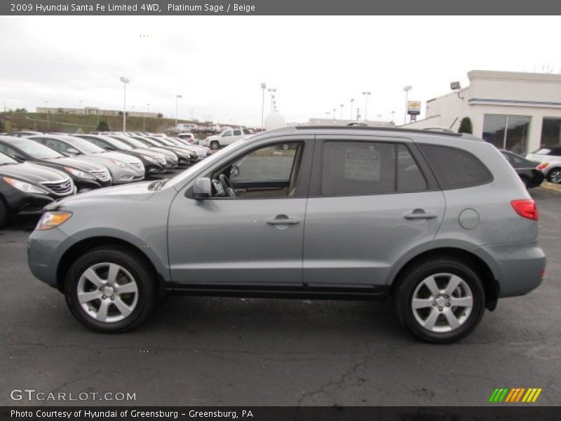 Platinum Sage / Beige 2009 Hyundai Santa Fe Limited 4WD
