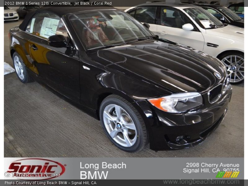 Jet Black / Coral Red 2012 BMW 1 Series 128i Convertible
