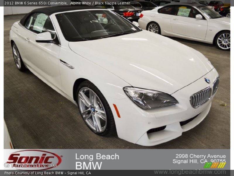 Alpine White / Black Nappa Leather 2012 BMW 6 Series 650i Convertible