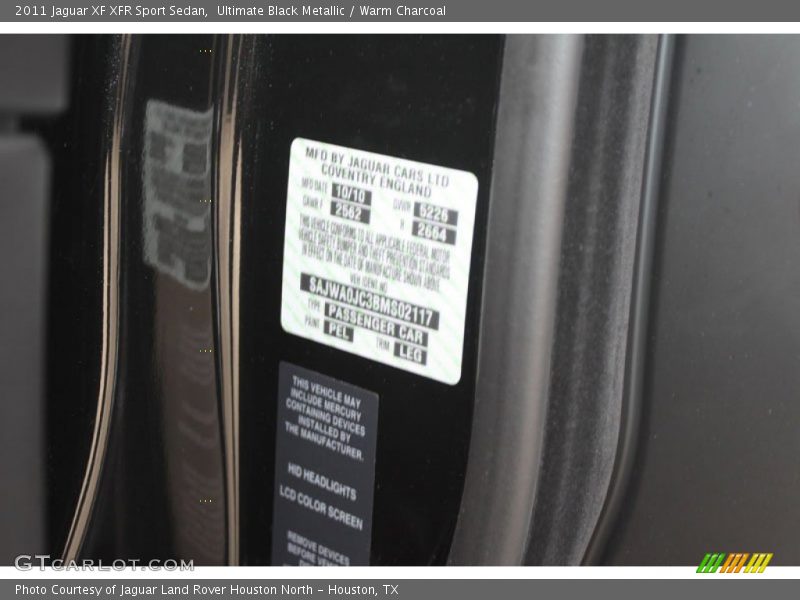 2011 XF XFR Sport Sedan Ultimate Black Metallic Color Code PEL