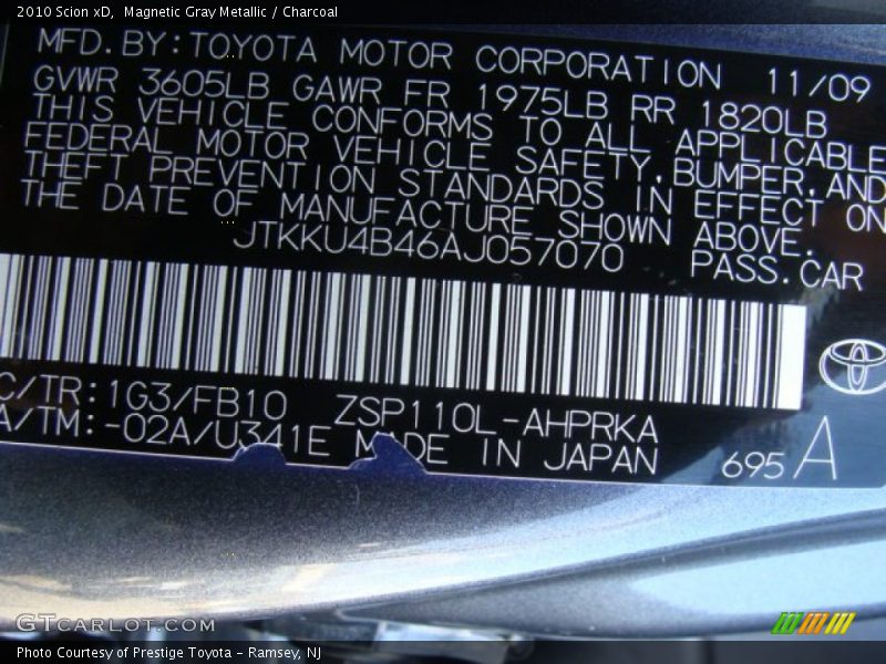 Magnetic Gray Metallic / Charcoal 2010 Scion xD