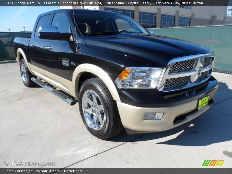 Brilliant Black Crystal Pearl / Dark Slate Gray/Russet Brown 2011 Dodge Ram 1500 Laramie Longhorn Crew Cab 4x4
