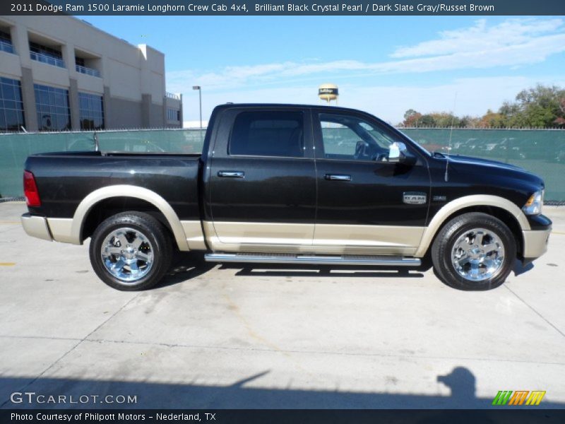 Brilliant Black Crystal Pearl / Dark Slate Gray/Russet Brown 2011 Dodge Ram 1500 Laramie Longhorn Crew Cab 4x4