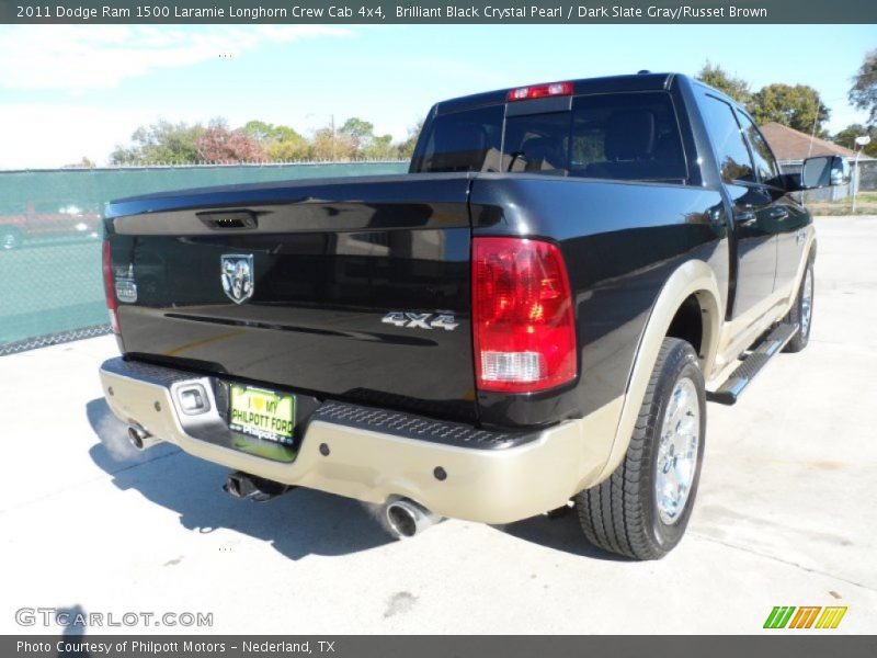 Brilliant Black Crystal Pearl / Dark Slate Gray/Russet Brown 2011 Dodge Ram 1500 Laramie Longhorn Crew Cab 4x4