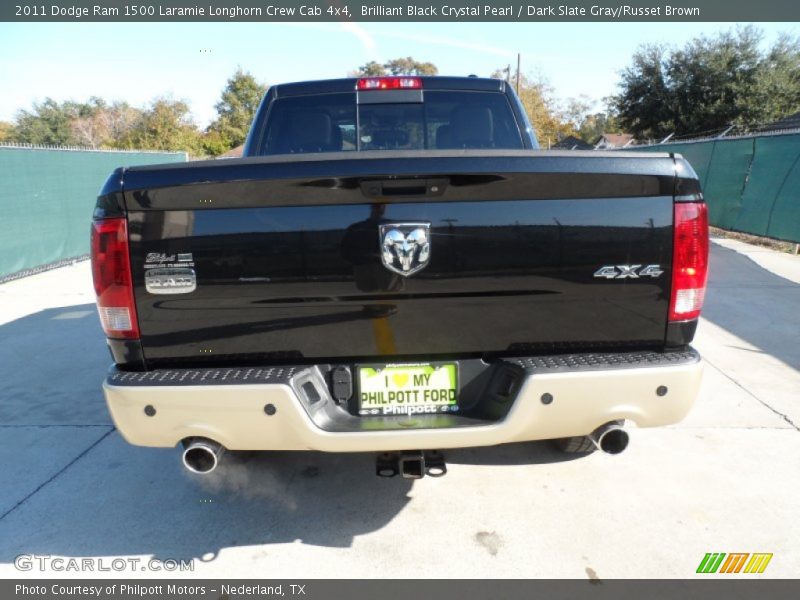 Brilliant Black Crystal Pearl / Dark Slate Gray/Russet Brown 2011 Dodge Ram 1500 Laramie Longhorn Crew Cab 4x4