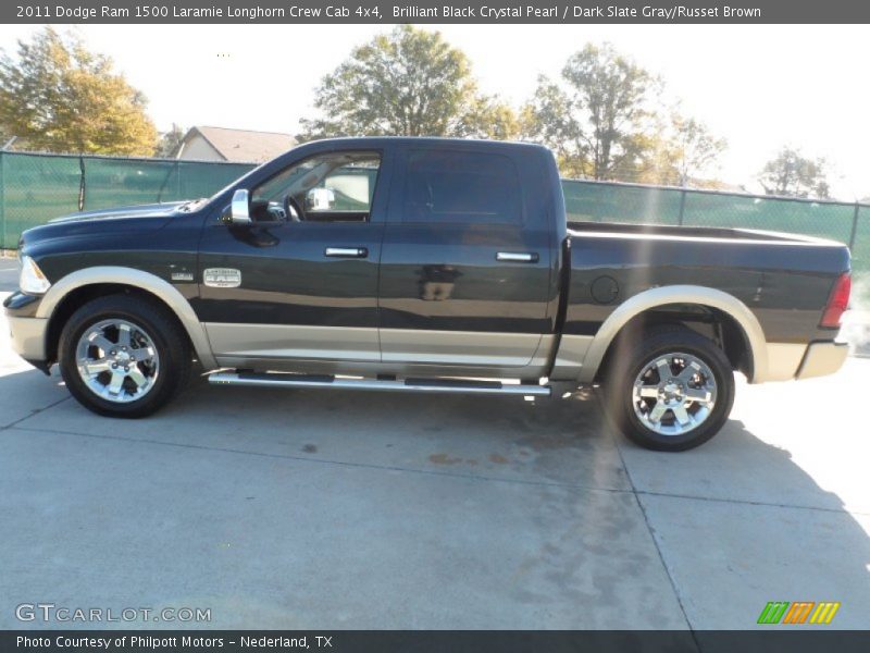 Brilliant Black Crystal Pearl / Dark Slate Gray/Russet Brown 2011 Dodge Ram 1500 Laramie Longhorn Crew Cab 4x4