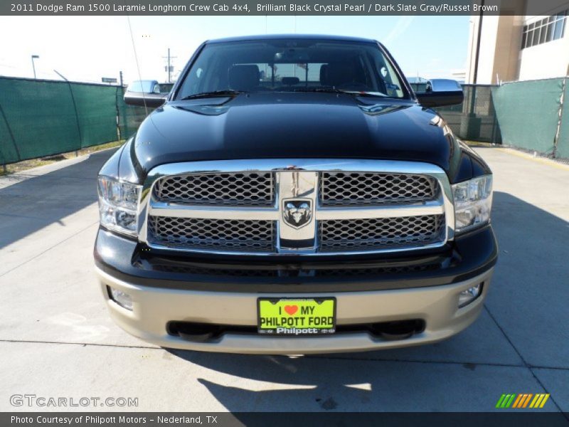 Brilliant Black Crystal Pearl / Dark Slate Gray/Russet Brown 2011 Dodge Ram 1500 Laramie Longhorn Crew Cab 4x4