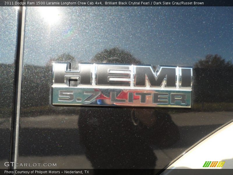 Brilliant Black Crystal Pearl / Dark Slate Gray/Russet Brown 2011 Dodge Ram 1500 Laramie Longhorn Crew Cab 4x4