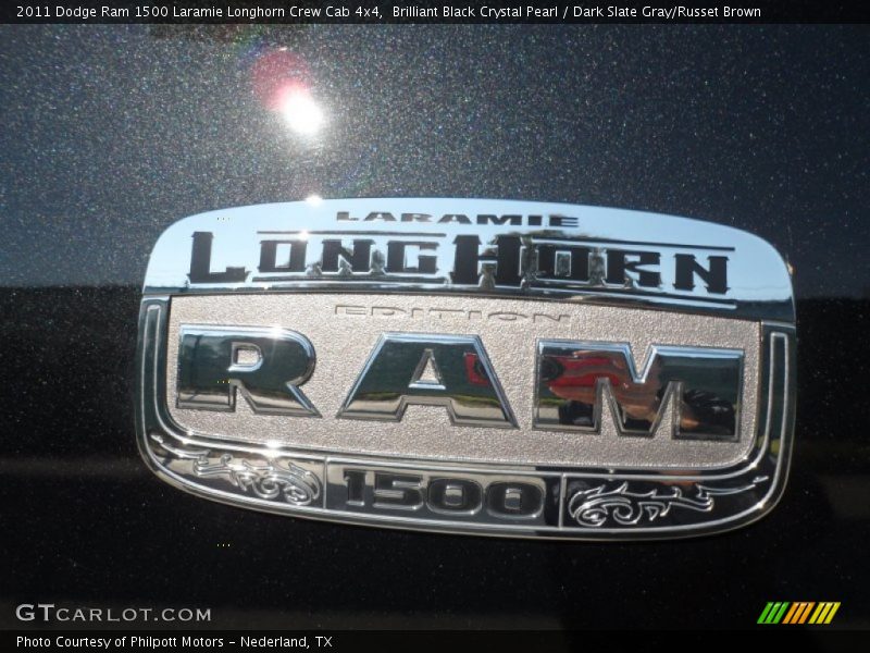 Brilliant Black Crystal Pearl / Dark Slate Gray/Russet Brown 2011 Dodge Ram 1500 Laramie Longhorn Crew Cab 4x4