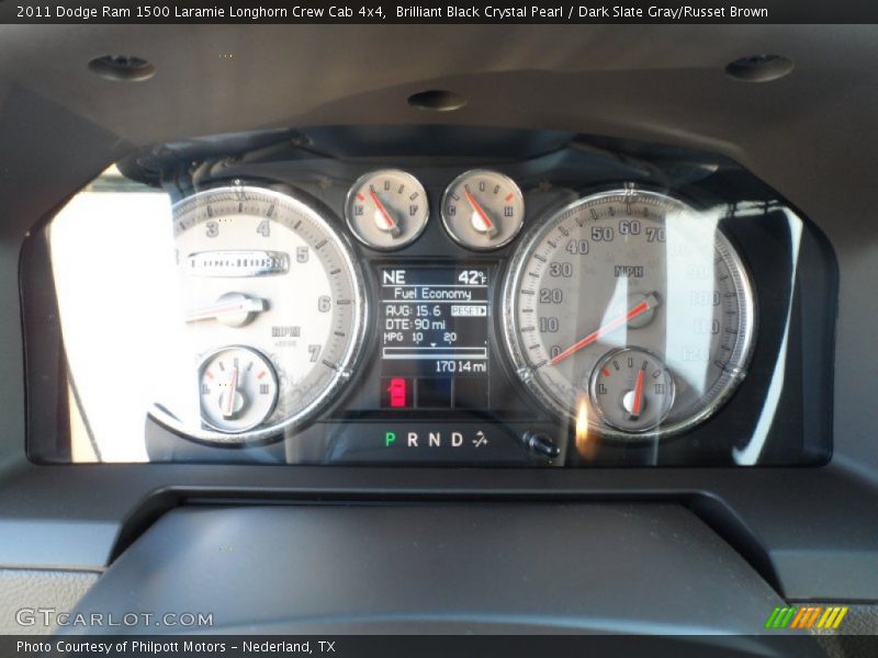 Brilliant Black Crystal Pearl / Dark Slate Gray/Russet Brown 2011 Dodge Ram 1500 Laramie Longhorn Crew Cab 4x4