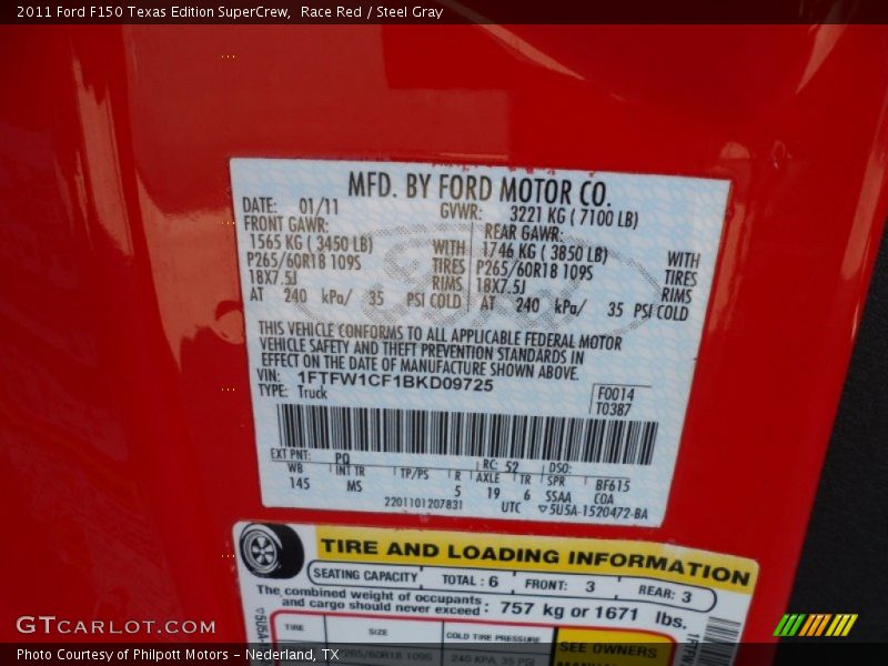 Race Red / Steel Gray 2011 Ford F150 Texas Edition SuperCrew