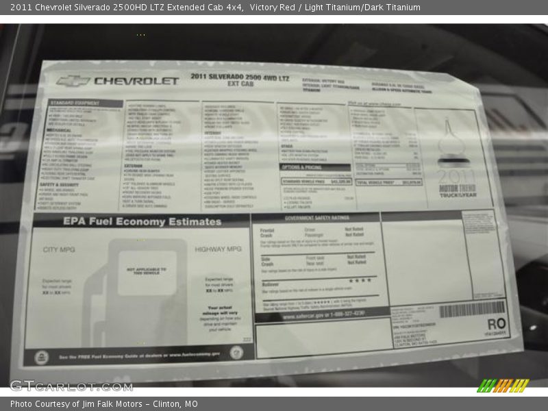  2011 Silverado 2500HD LTZ Extended Cab 4x4 Window Sticker