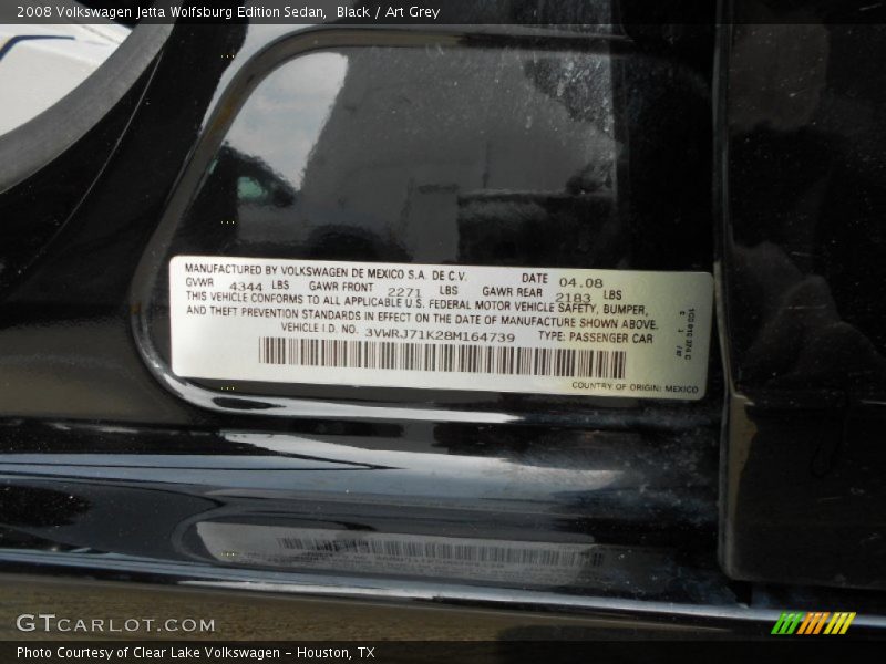 Black / Art Grey 2008 Volkswagen Jetta Wolfsburg Edition Sedan