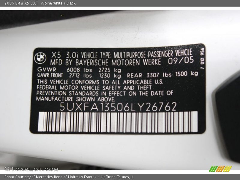 Alpine White / Black 2006 BMW X5 3.0i