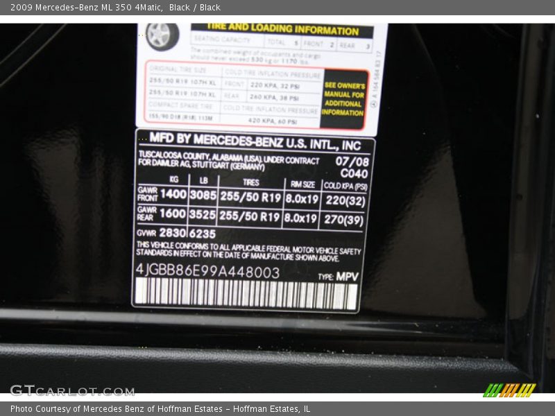 Black / Black 2009 Mercedes-Benz ML 350 4Matic