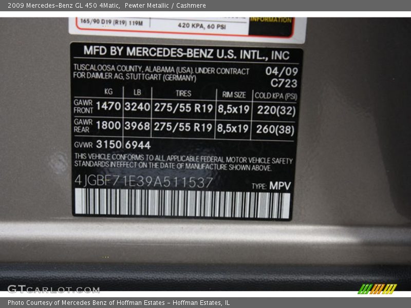 Pewter Metallic / Cashmere 2009 Mercedes-Benz GL 450 4Matic